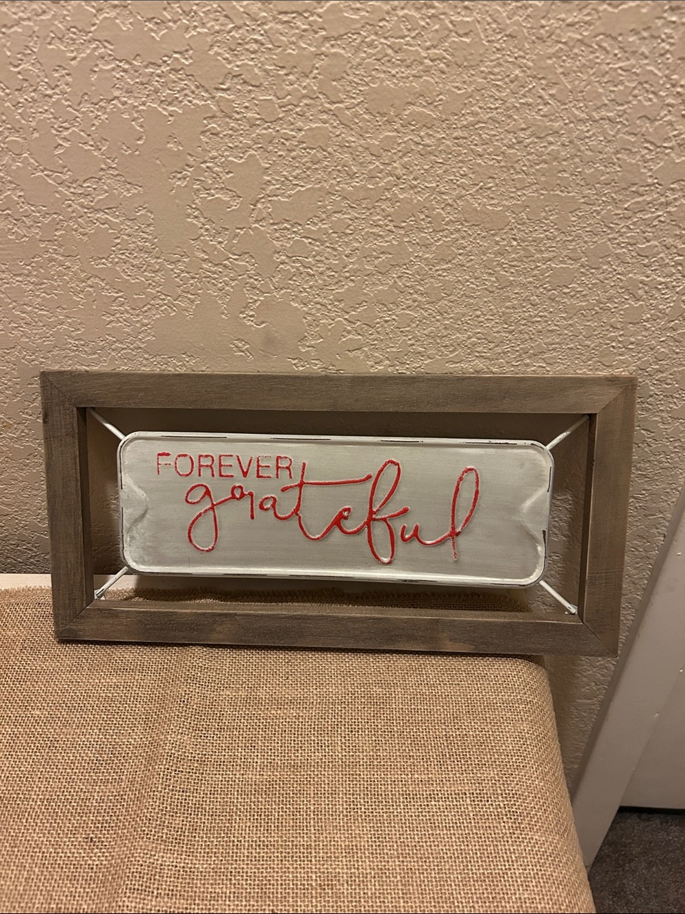 Forever Grateful Wall Sign - Red and White